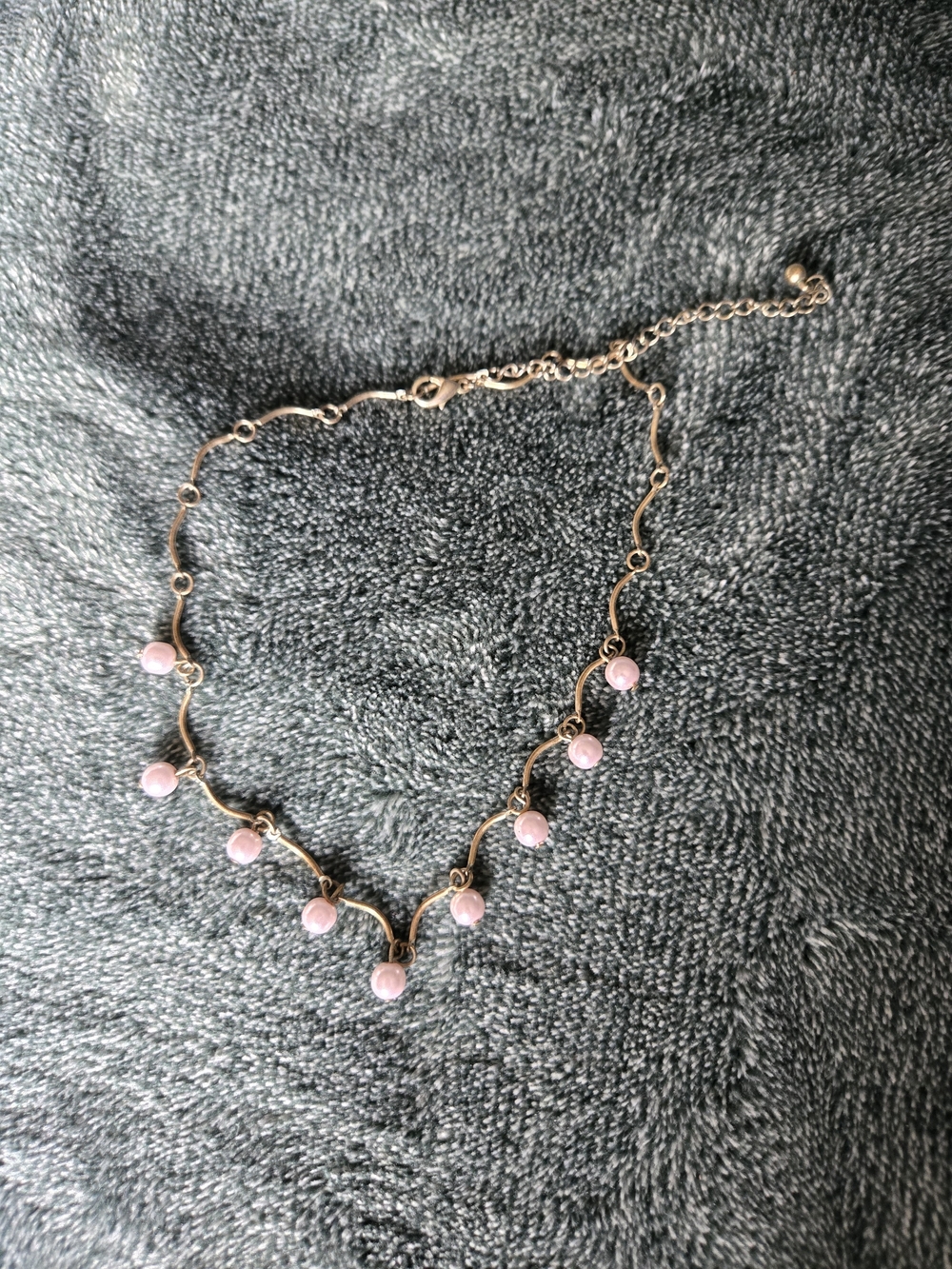 Delicate Pink Bead Gold-Tone Necklace